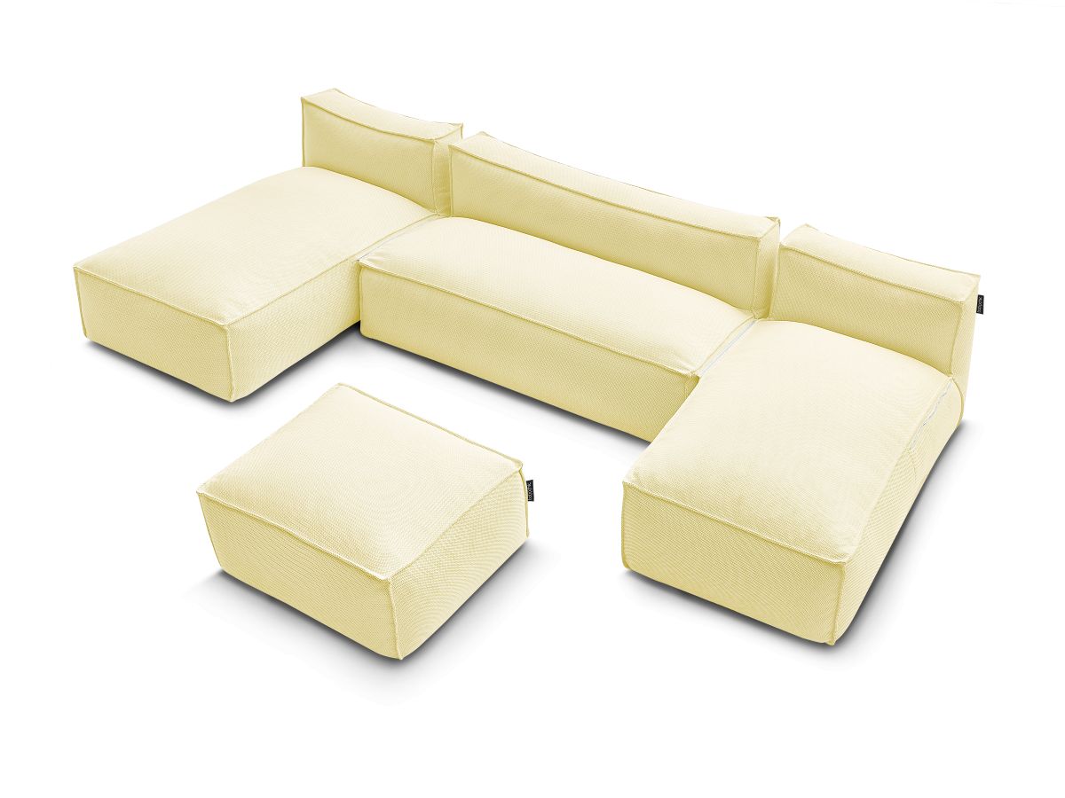 Bobochic Biarritz Gartensofa 4-Sitzer mit Pouf 332 × 168 cm Melange-Stoff Gelb