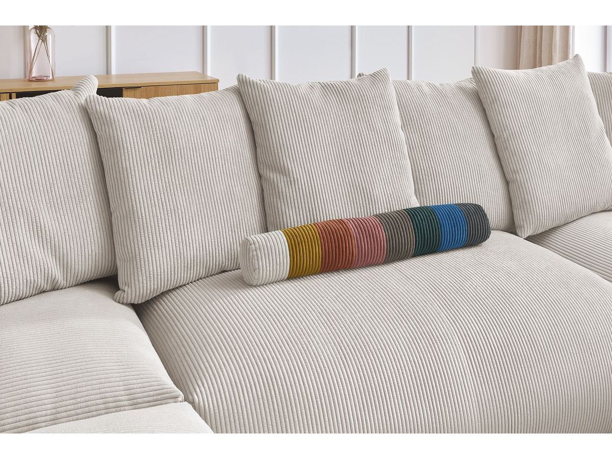 Bobochic Voltaire Wohnlandschaft mit Pouf 356 × 214 cm Cordsamt Beige Ecke rechts