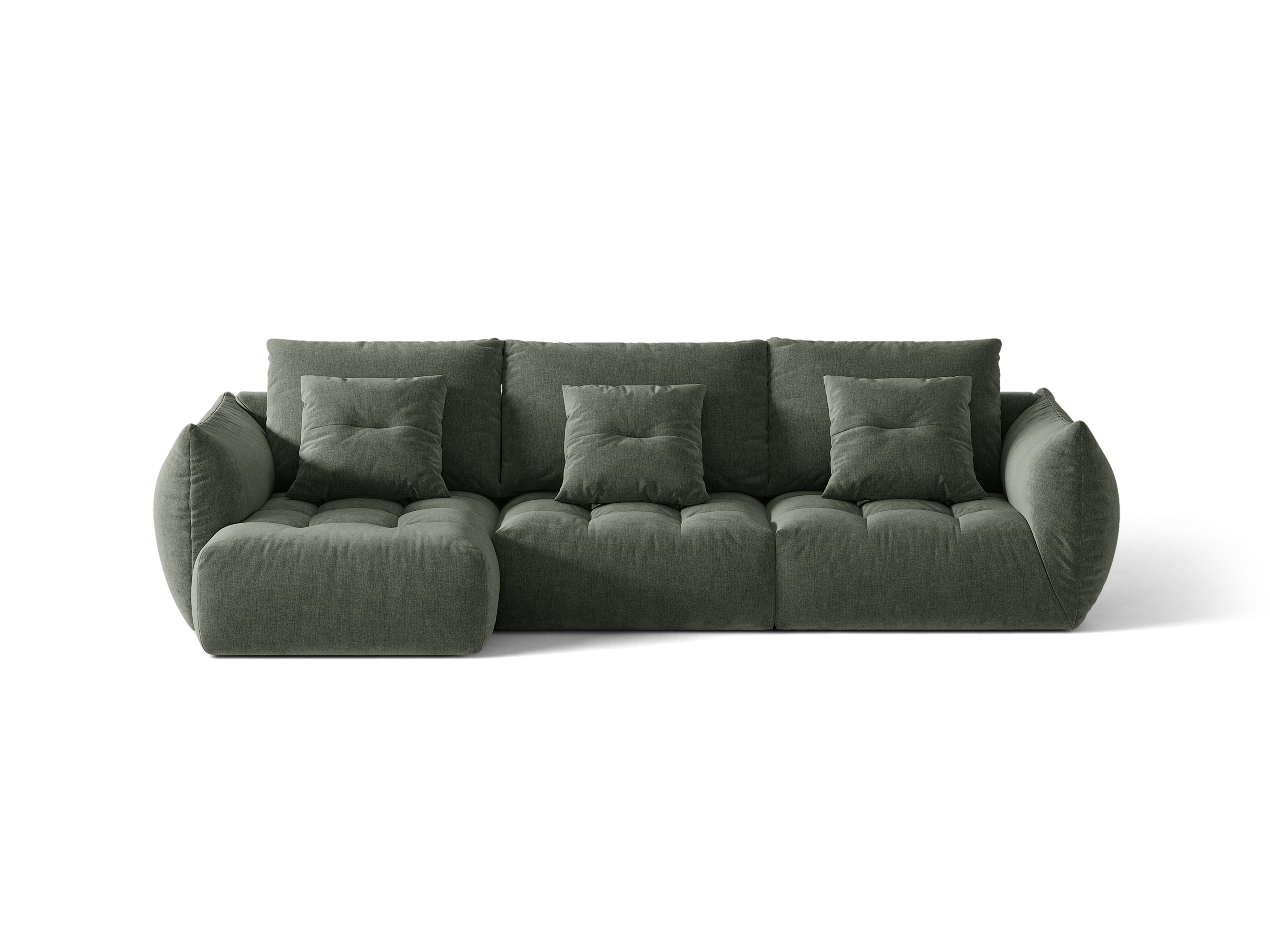 Micadoni Bloom Sofa Links Strukturierter Stoff Wind Moosgrün