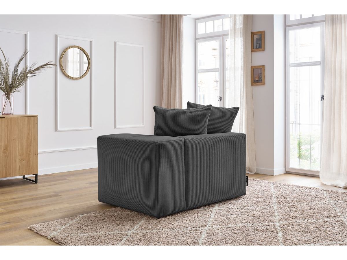 Bobochic Voltaire Sofamodul 1-Sitzer 130 × 100 cm Cordsamt Dunkelgrau Ecke rechts