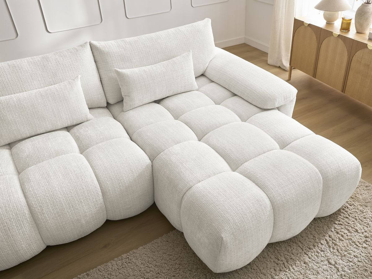 Bobochic Ivane Ecksofa Strukturstoff Weiß Ecke rechts