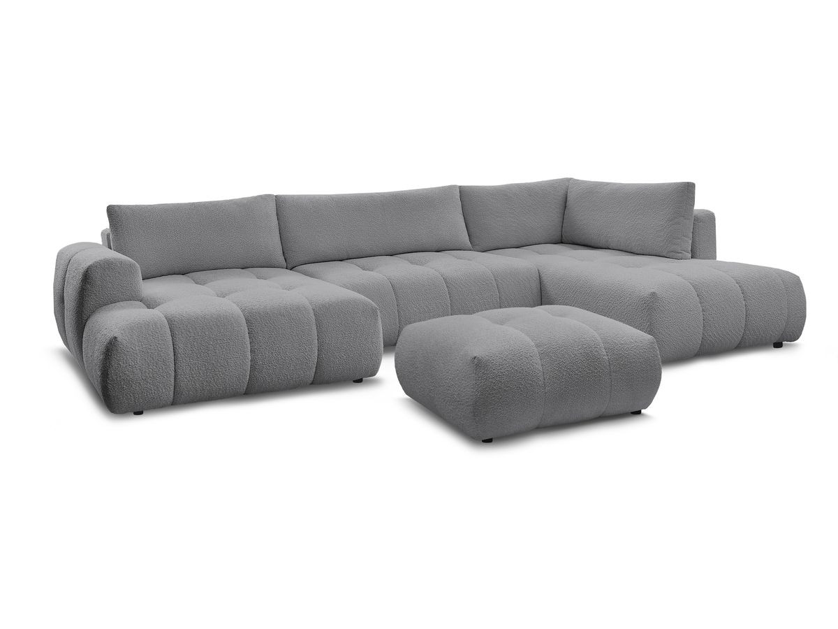 Bobochic Fuji Wohnlandschaft mit Pouf Bouclé-Stoff Dunkelgrau Ecke links