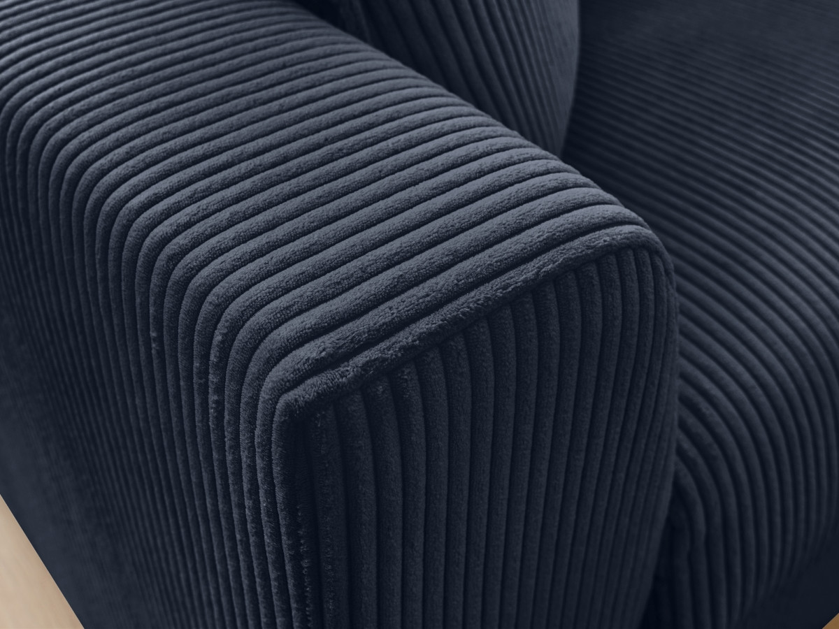 Bobochic Augustin Schlafsofa 3-Sitzer Cordsamt Dunkelblau, Liegefläche 140 × 200 cm