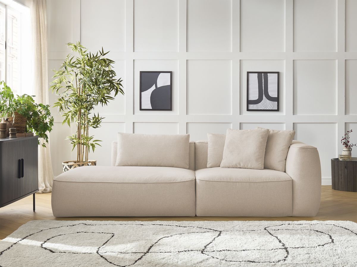 Bobochic Leopold Sofa 3-Sitzer Melange-Stoff Beige Armlehne rechts