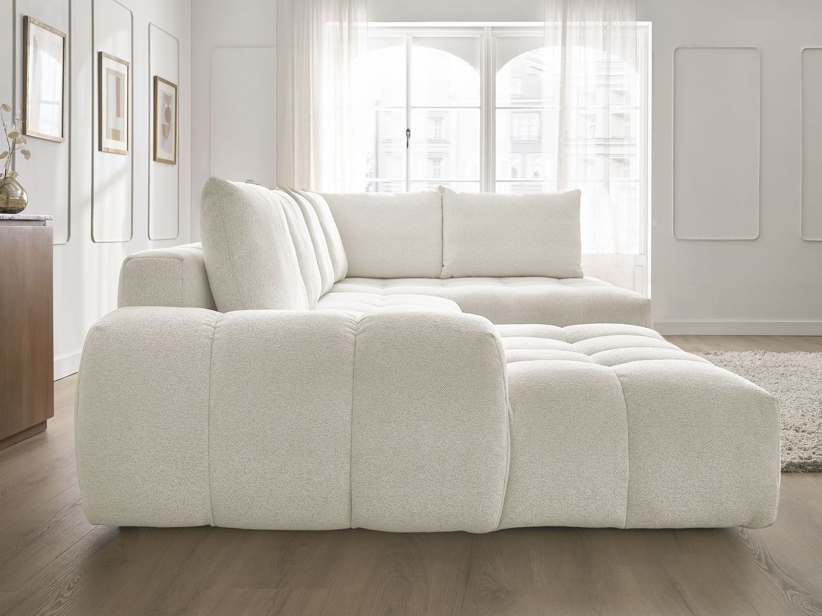 Bobochic Everest Wohnlandschaft, 6 Kissen Melange-Stoff Weiß Ecke links