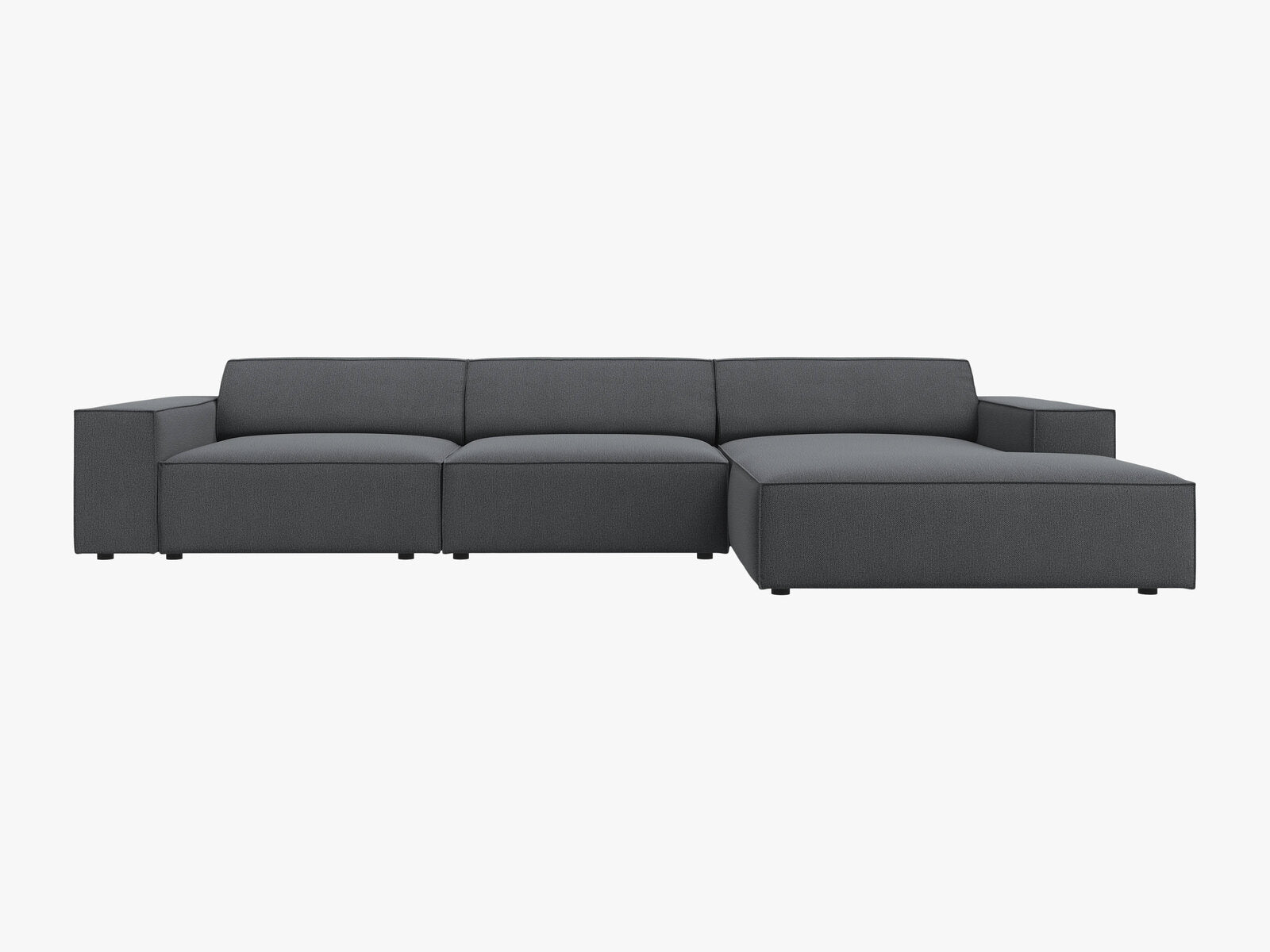 Micadoni Ecksofa Jodie 4-Sitzer Rechts Strukturierter Stoff Megan Dunkelgrau