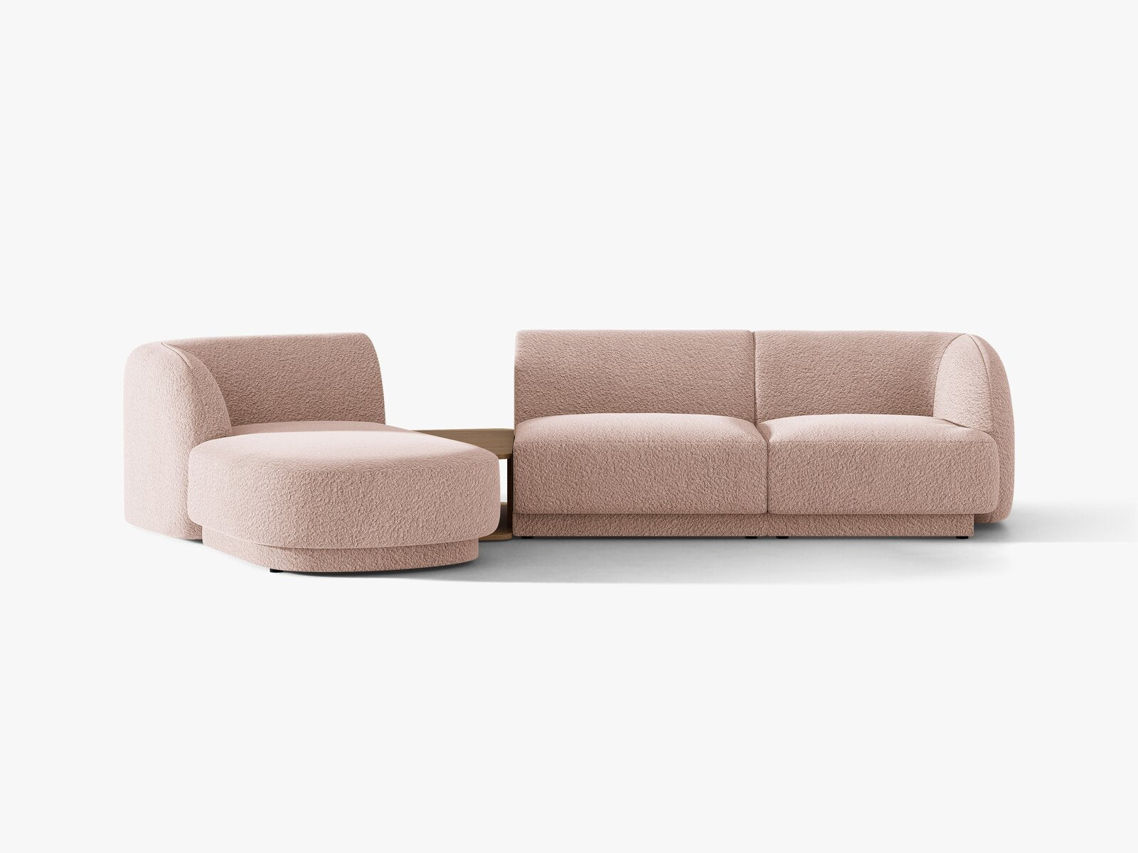 Micadoni Modulares Sofa Miley mit Recamiere 3-Sitzer Links Boucle Baloo Puderrosa