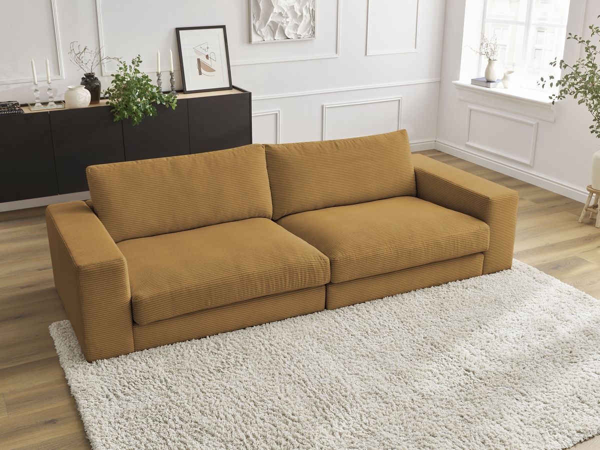 Bobochic Leonard Sofa 3-Sitzer 234 × 109 cm Cordsamt Gelb