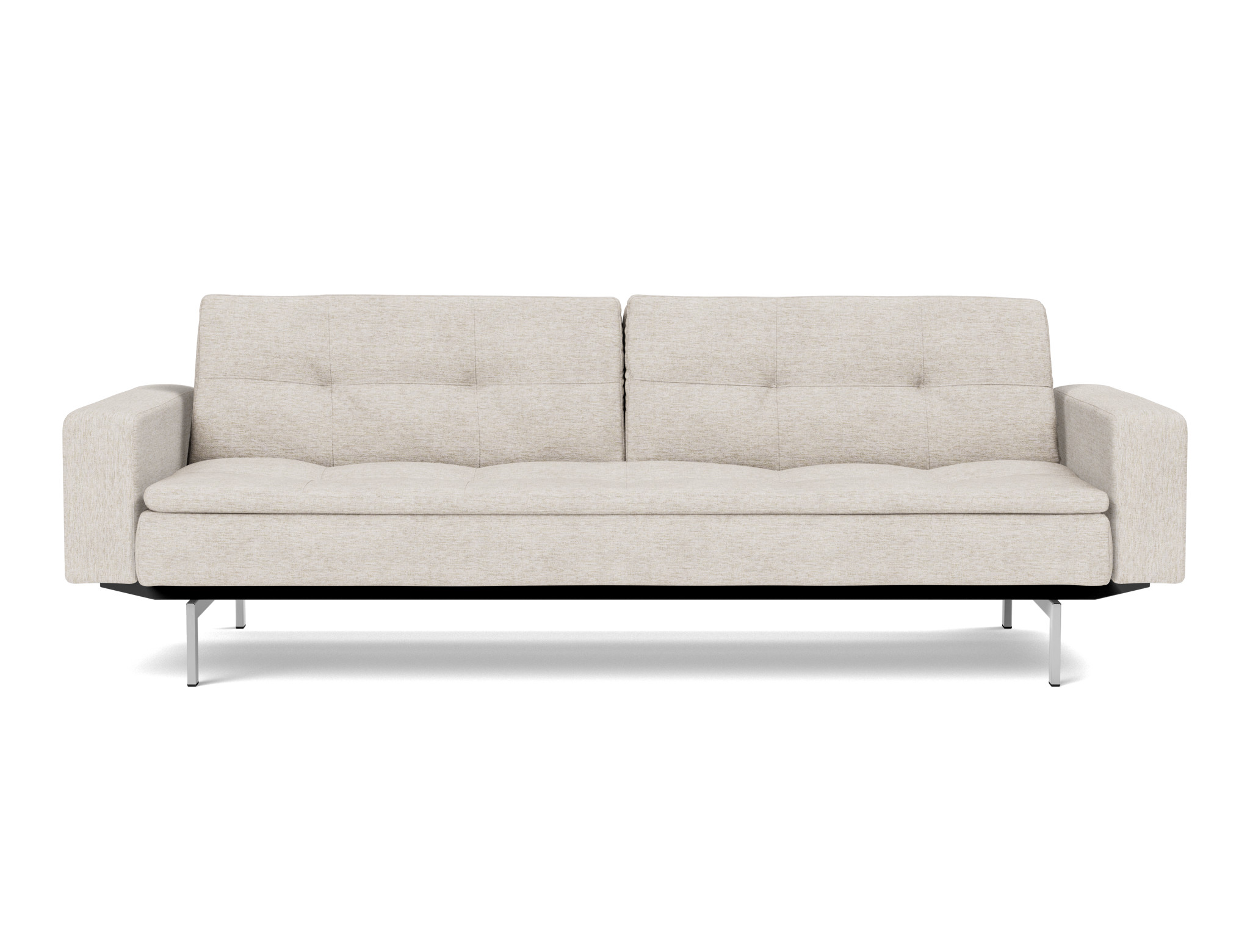 Schlafsofa Dublexo mit Armlehnen Chenille Yuveno 470-Natural Beine Chrom