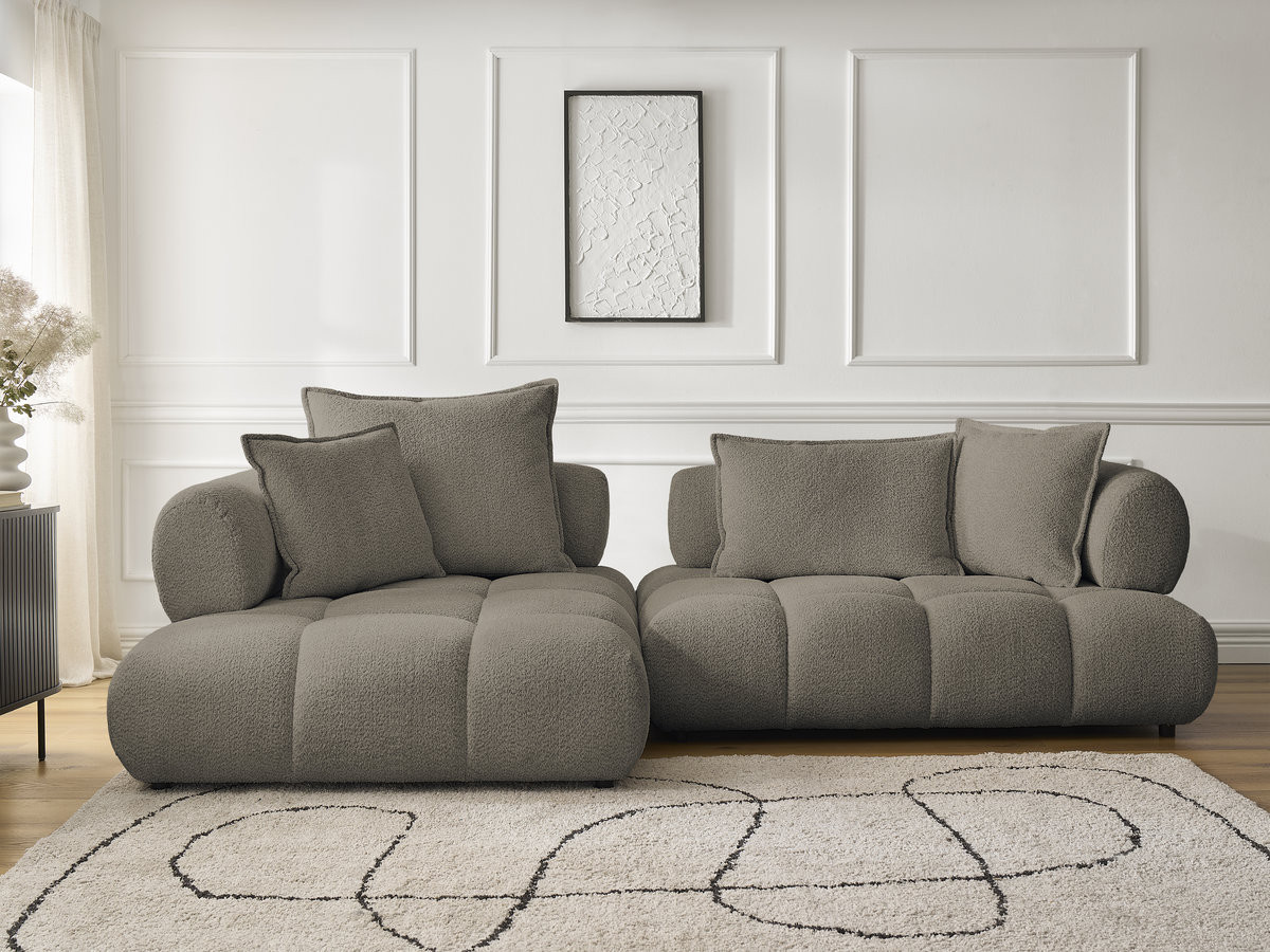 Bobochic Alya Ecksofa Bouclé-Stoff Taupe Ecke links