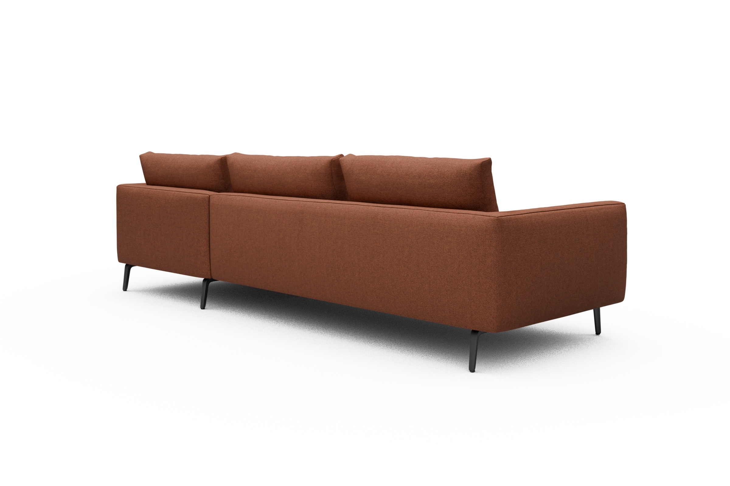 Ecksofa Karl Chaiselongue rechts mit 2,5-Sitzer Weda-Rust