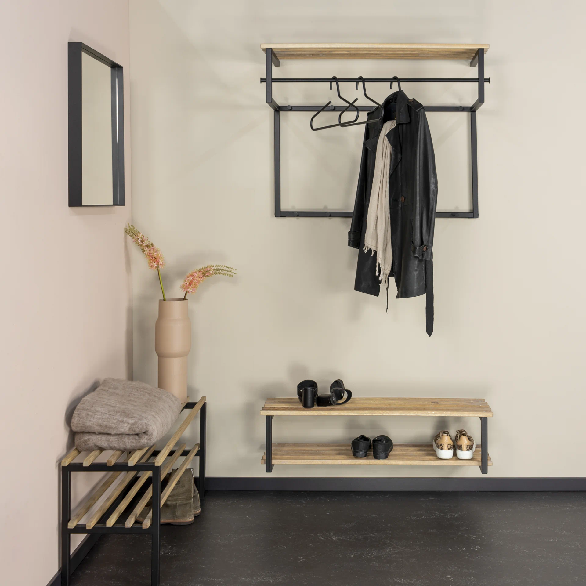 Spinder Design RIZZOLI XL (100 cm) Wandgarderobe - Schwarz / Eichen