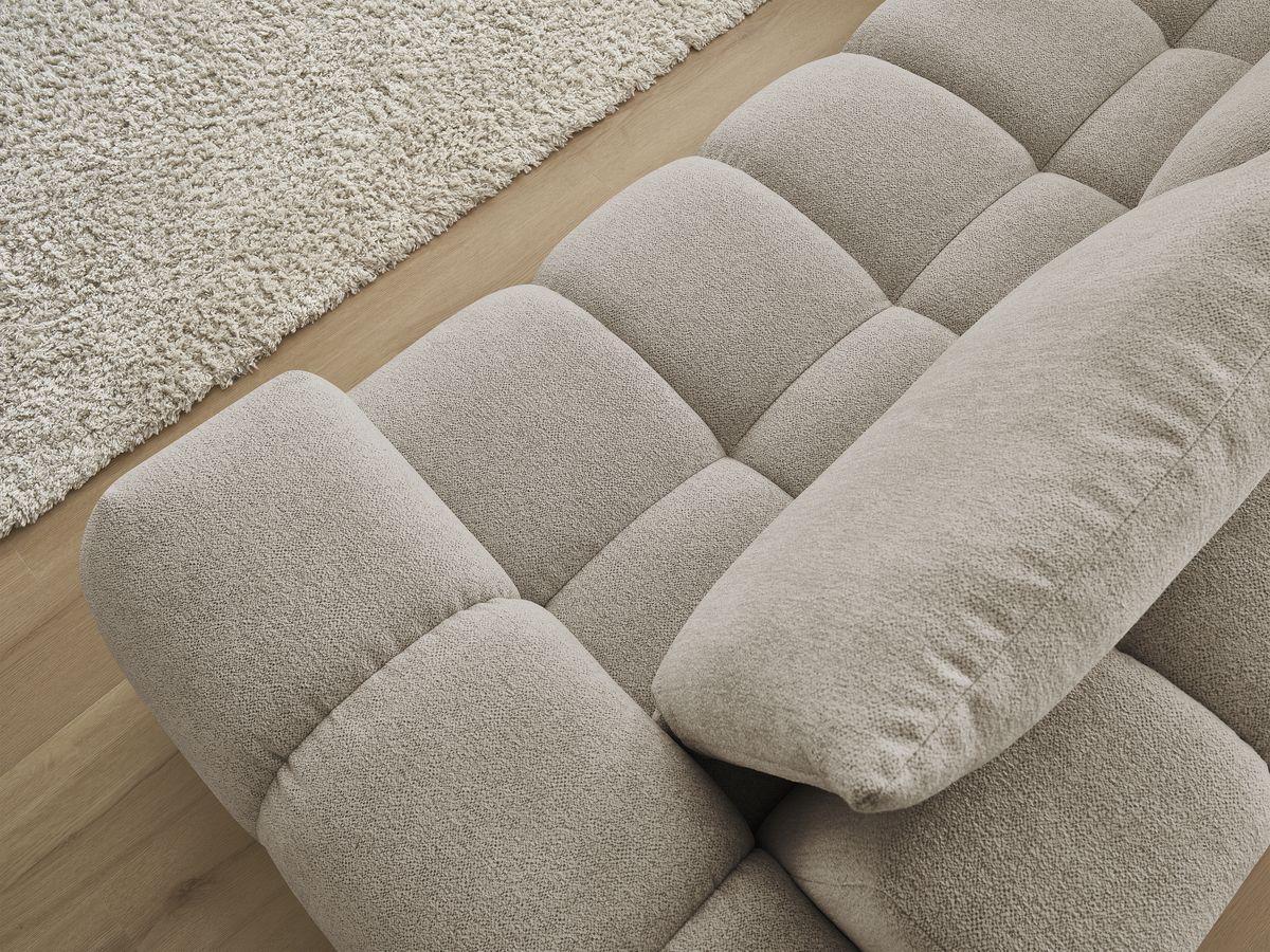Bobochic Everest Ecksofa, 4 Kissen Melange-Stoff Taupe Ecke links