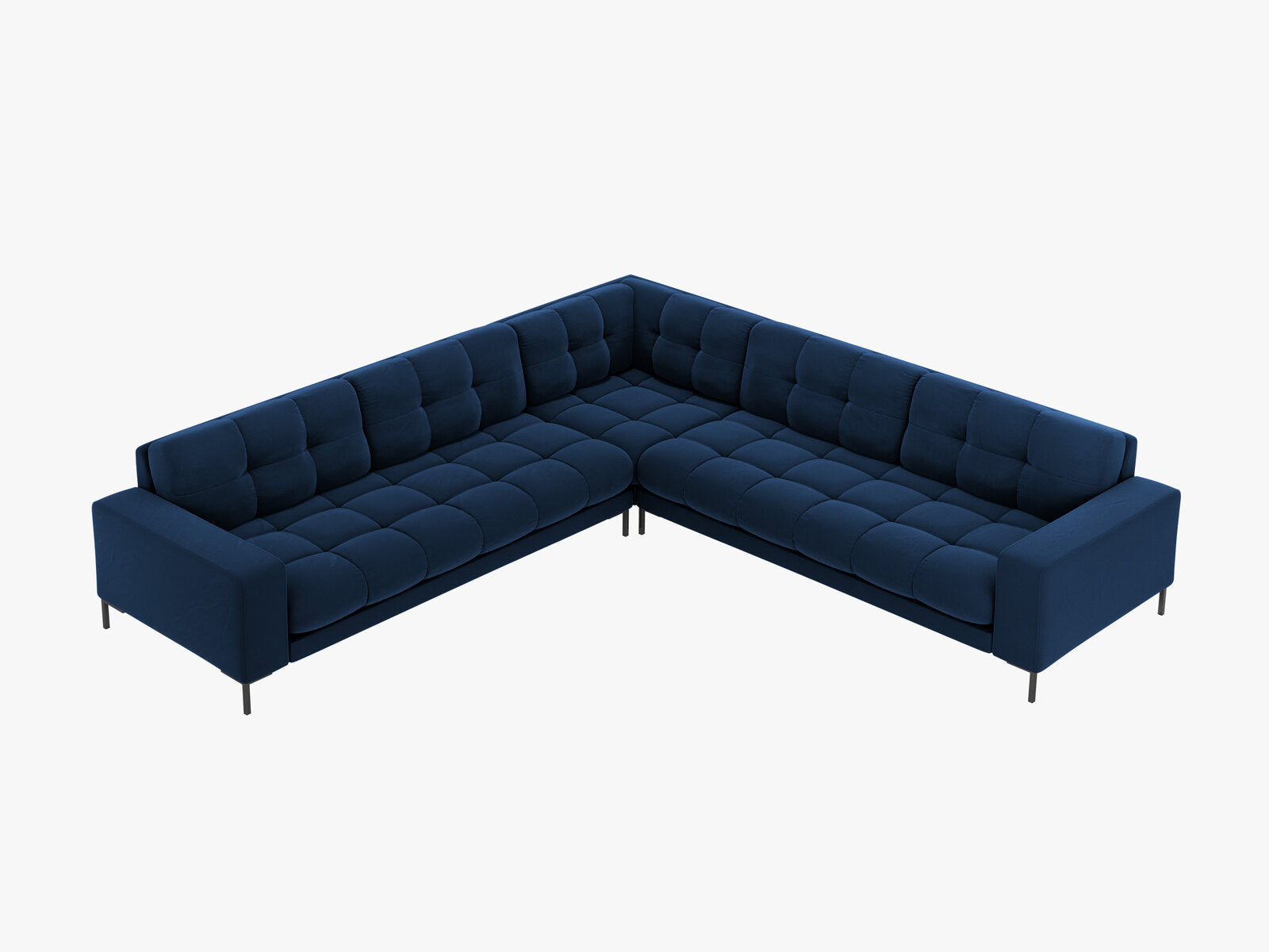 Micadoni Symmetrisches Ecksofa Mamaia 6-Sitzer Samt Bluvel Königsblau schwarze Beine