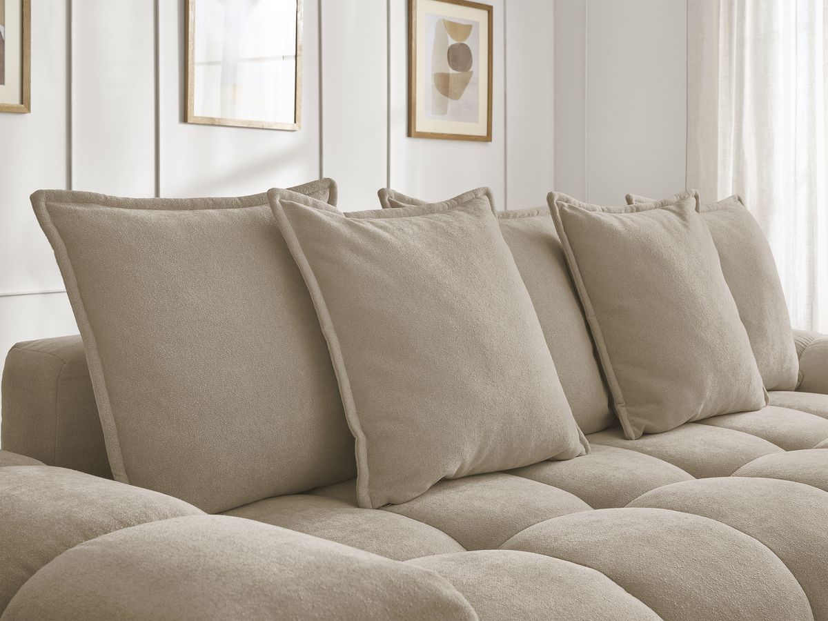 Bobochic Everest Sofa 3-Sitzer, 5 Kissen Strukturstoff Taupe