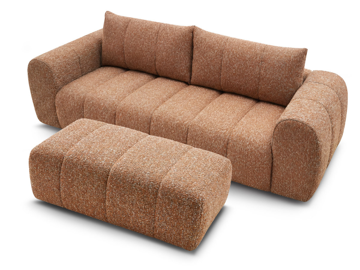 Bobochic Nesty Sofa 3-Sitzer mit Pouf Melange-Stoff Orange