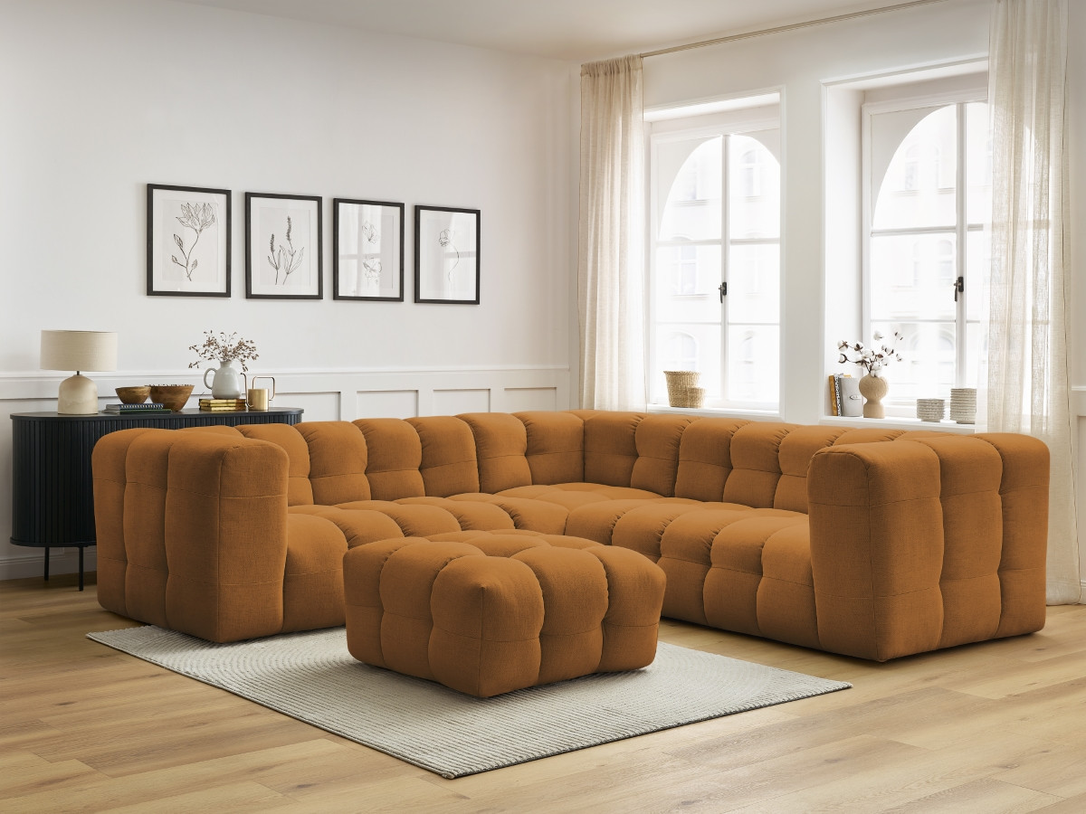 Bobochic Cloud Ecksofa mit Pouf 268 × 110 cm Stoff Gelb