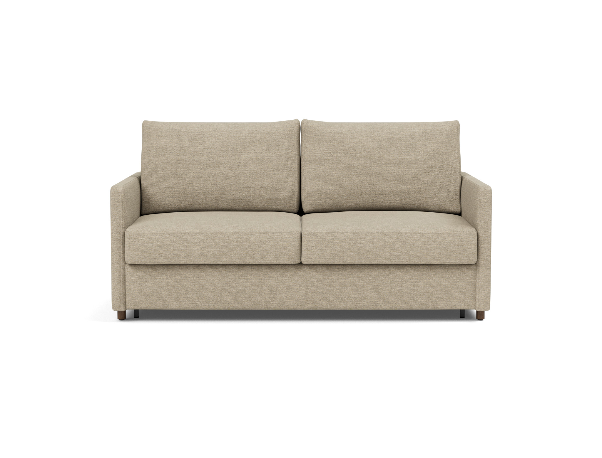 Schlafsofa Neah mit Slim-Armlehnen 160 Strukturierter Stoff Taura 356-Sand