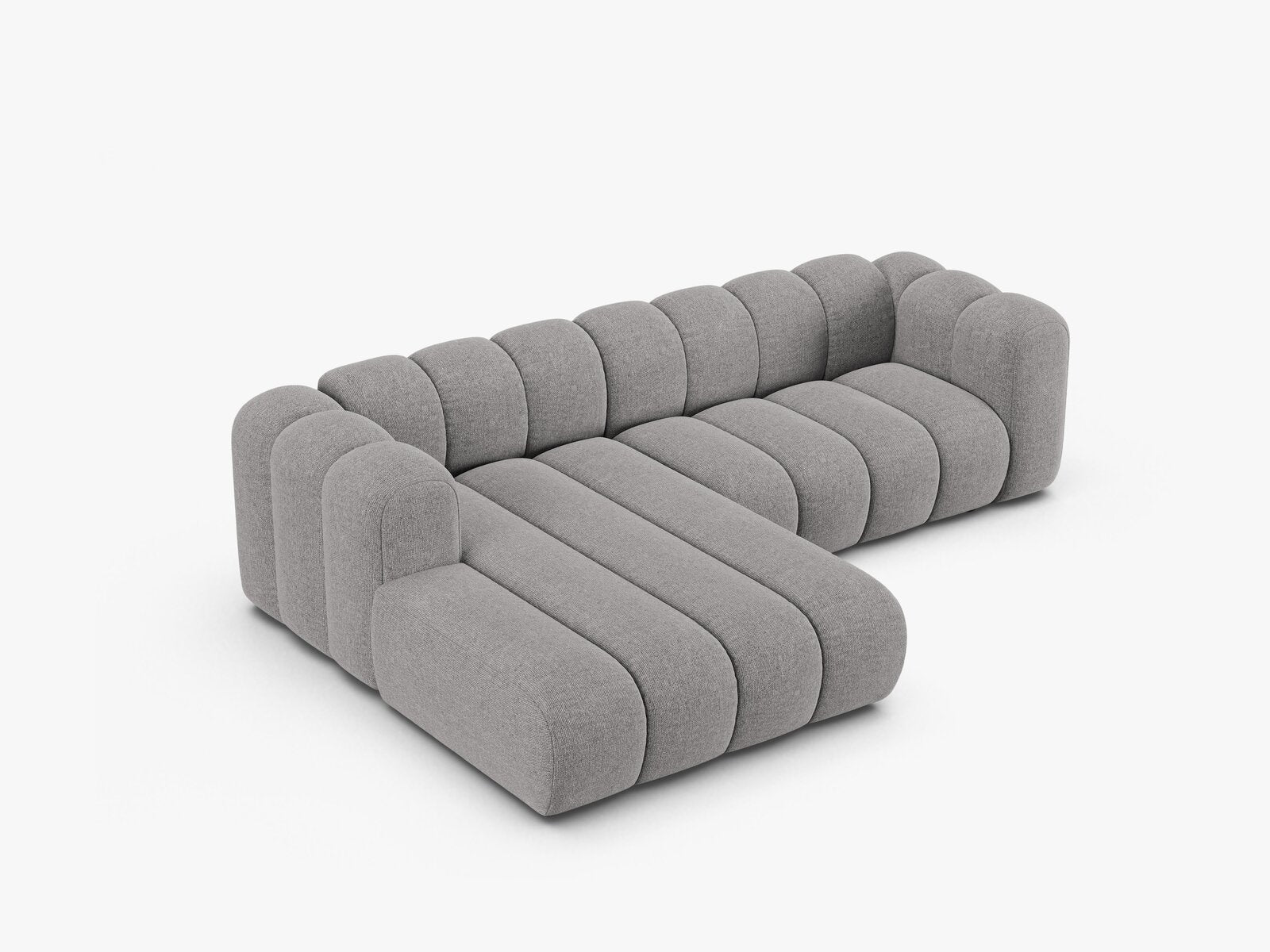 Micadoni Modulares Ecksofa Lupine 4-Sitzer mittelgroß Links Chenille Eden Hellgrau