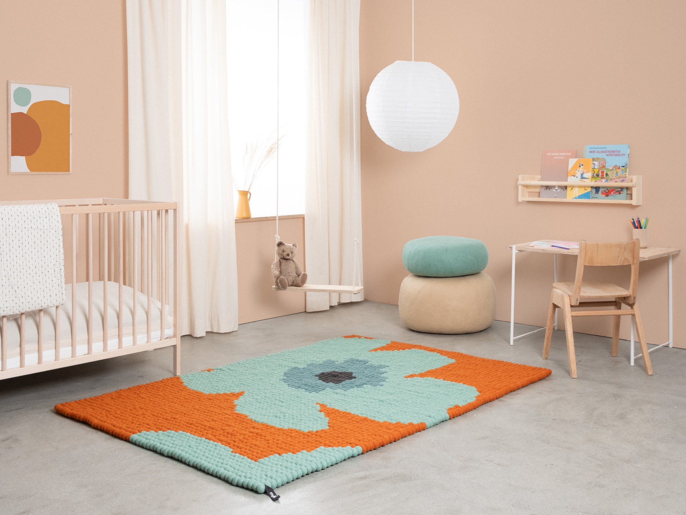 myfelt Anny Filzkugelteppich Türkis