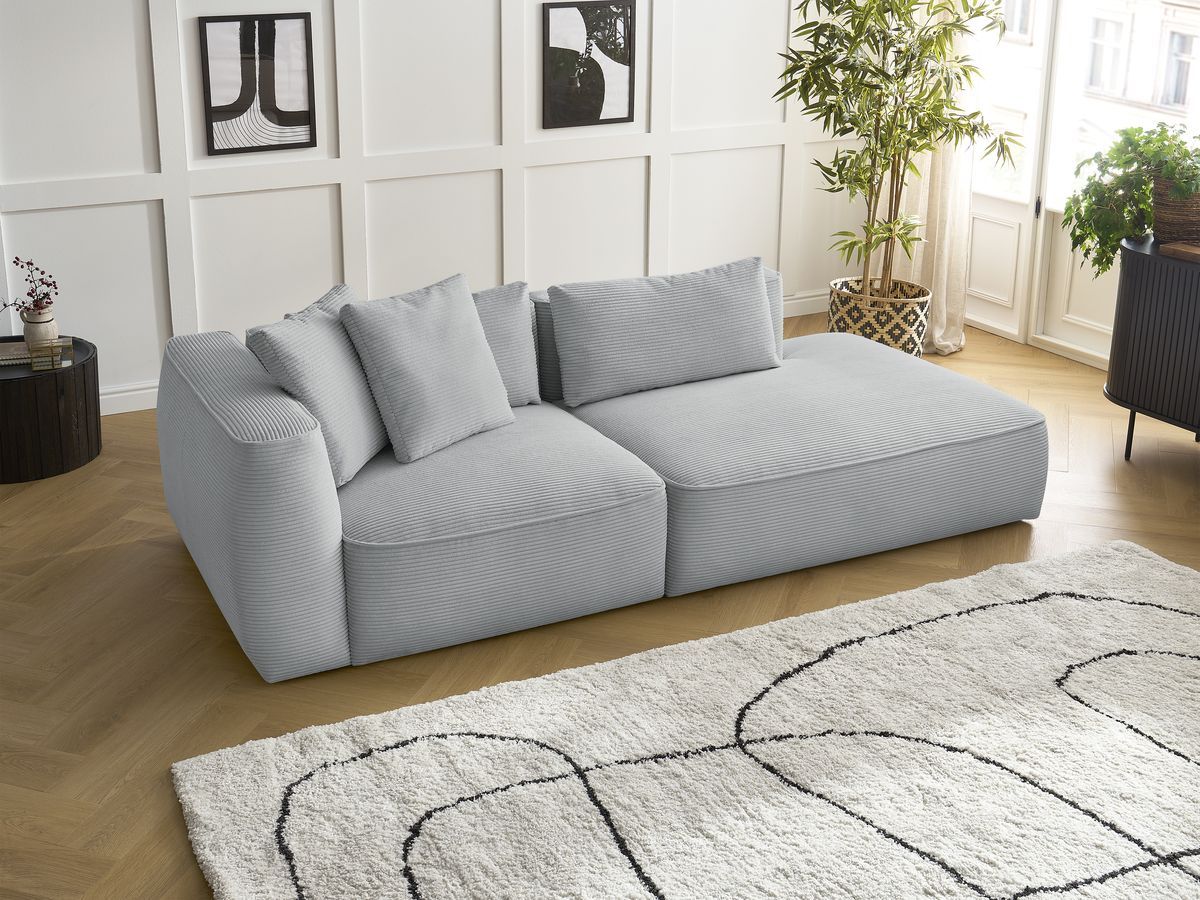 Bobochic Leopold Sofa 3-Sitzer Cordsamt Hellgrau Armlehne links