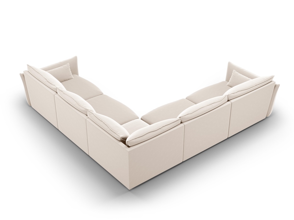 Cosmopolitan Design Symmetrisches Ecksofa Matera 7-Sitzer Samt Salvador Beige