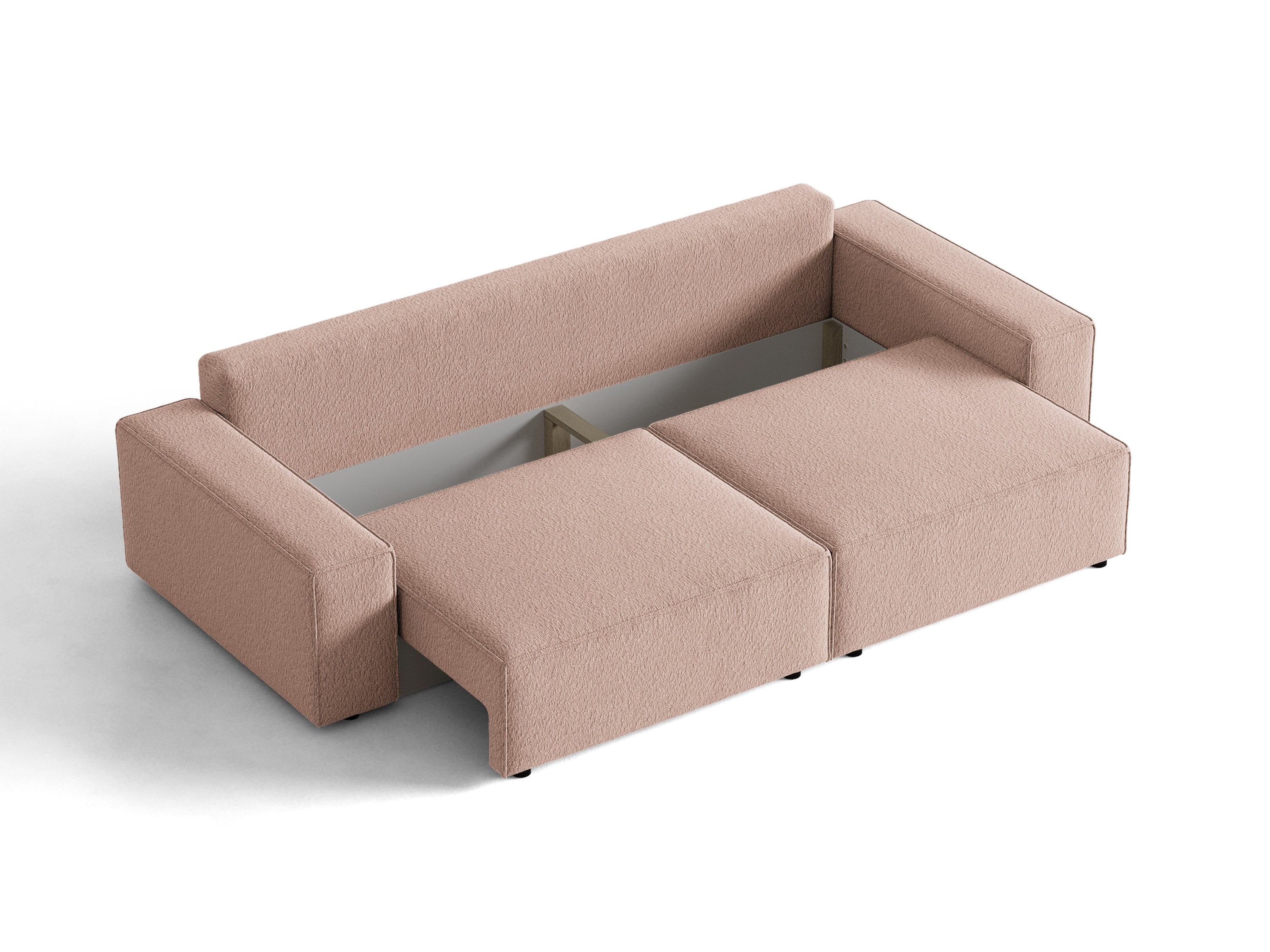 Micadoni Schlafsofa Jodie 3-Sitzer Boucle Baloo Puderrosa
