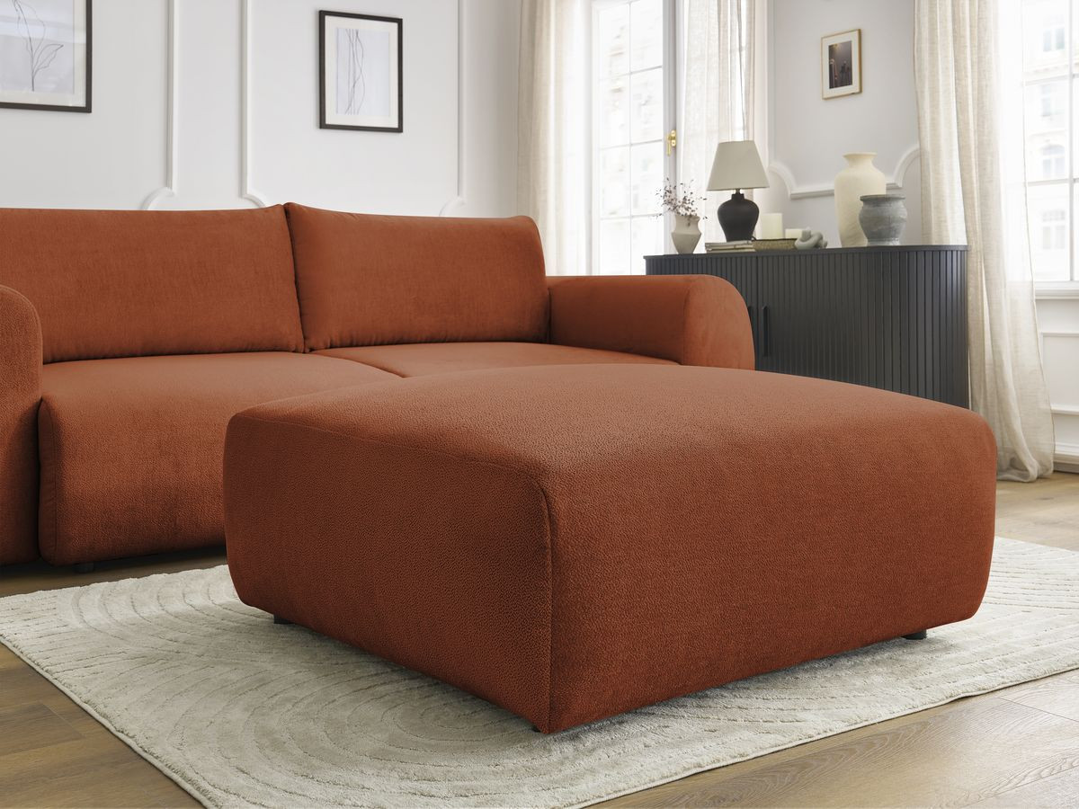 Bobochic Lucien Schlafsofa 4-Sitzer mit Bettkasten und Pouf Stoff Orange