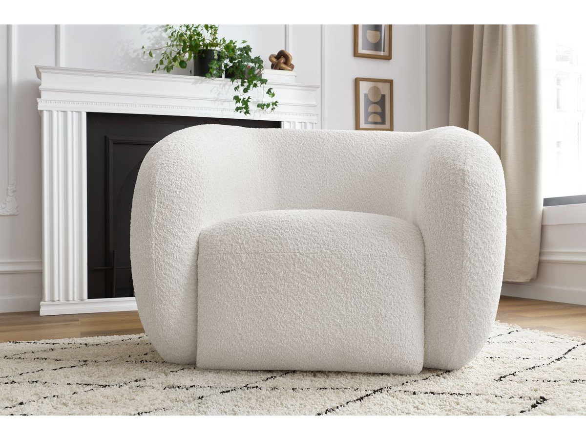 Bobochic Celine Sessel Bouclé-Stoff Weiß