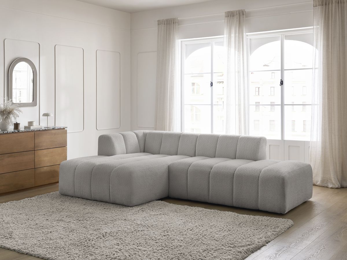 Bobochic Annecy Ecksofa Bouclé-Stoff Hellgrau Ecke links