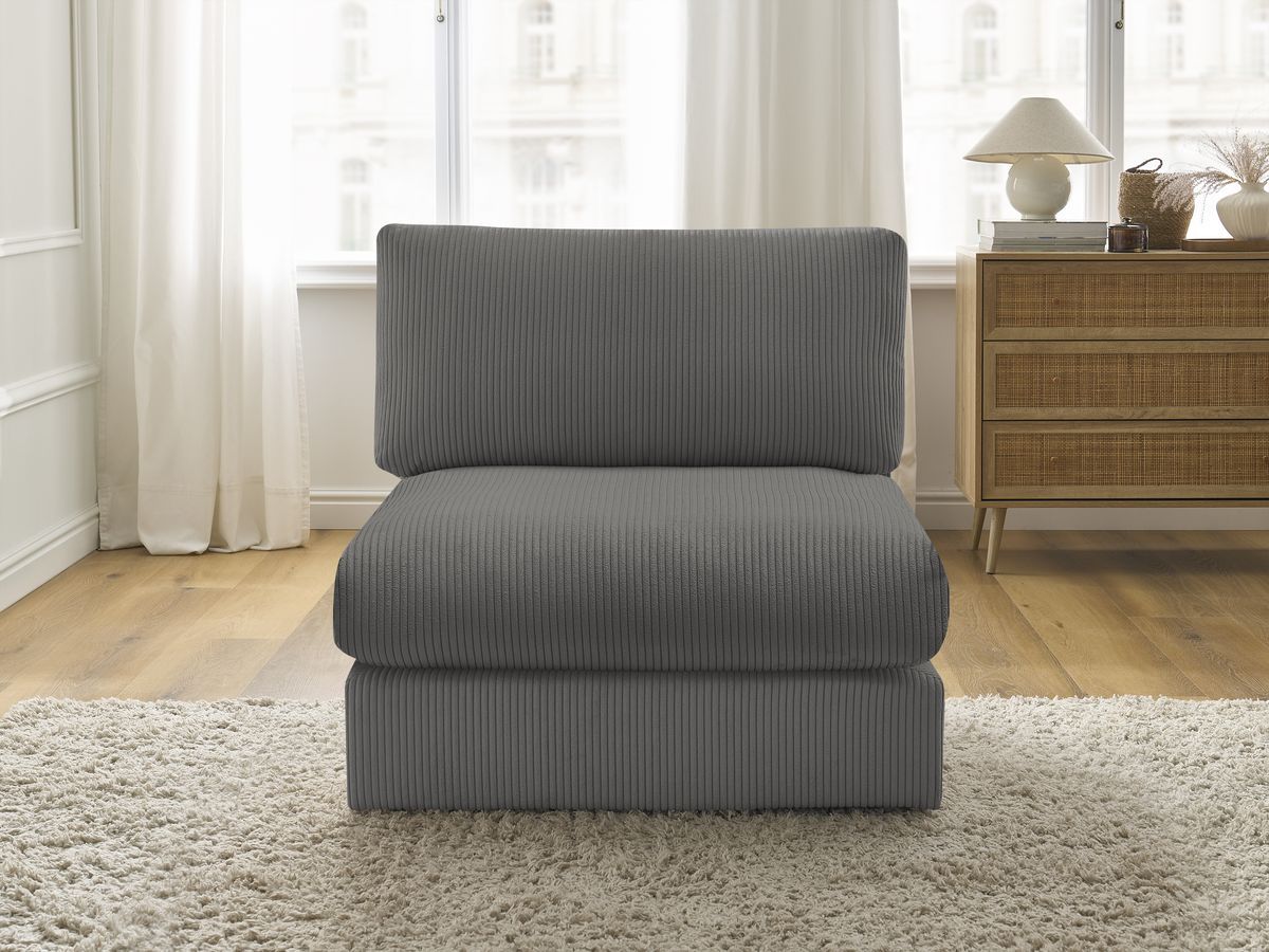 Bobochic Paris Sofamodul 1-Sitzer Cordsamt Dunkelgrau
