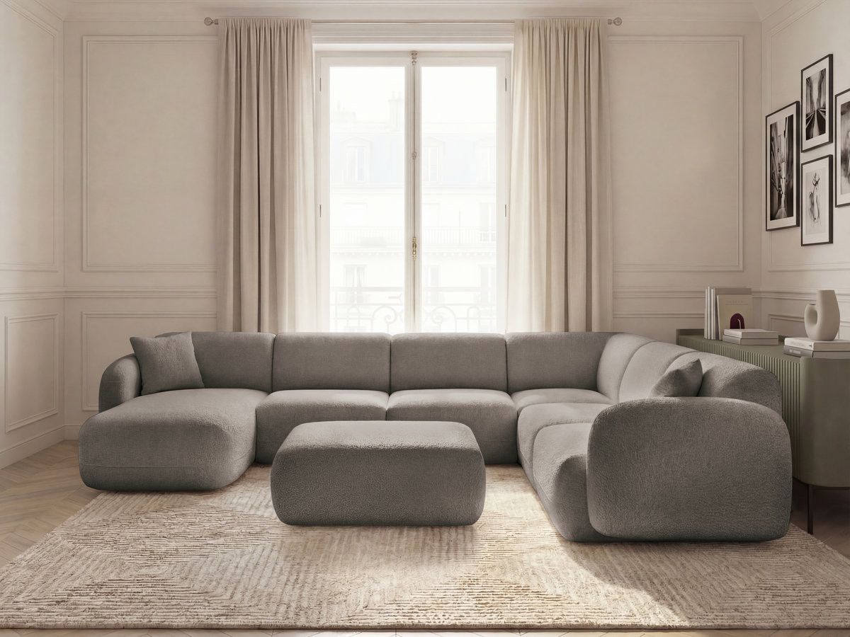 Bobochic Anda Wohnlandschaft mit Pouf 373 × 289 cm Chenille Taupe Ecke rechts
