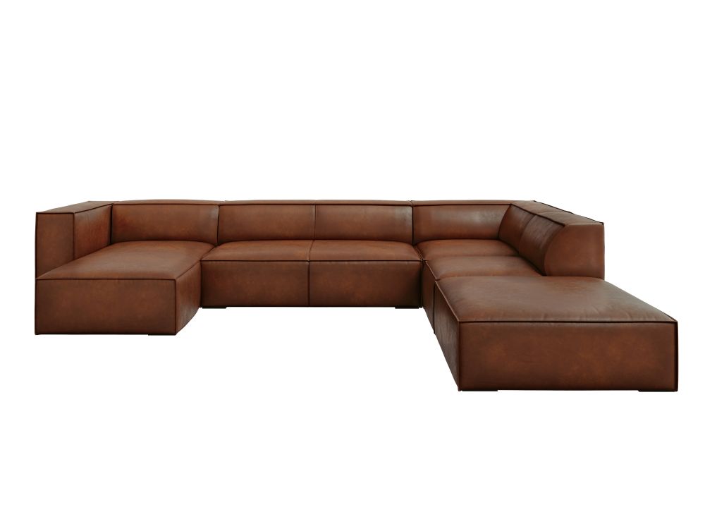 Cosmopolitan Design Panoramasofa Turin 6-Sitzer 365 cm Leder Granada Braun Rechts