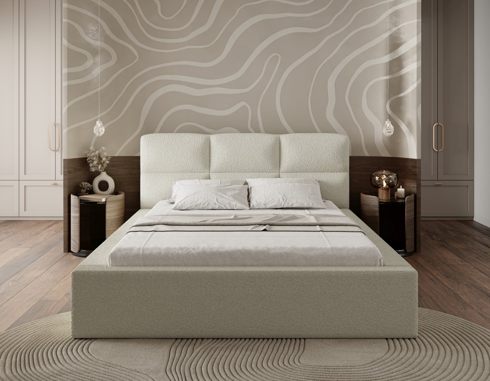 Polsterbett Portoza Boucle 140x200 mit Metallrahmen Quelle 01