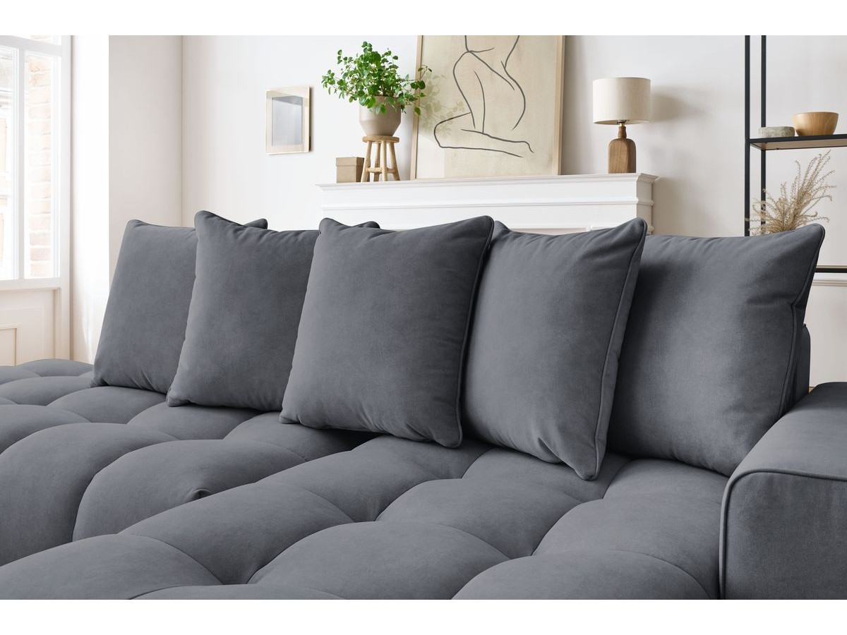 Bobochic Mont-blanc Ecksofa Samt Dunkelgrau Ecke rechts