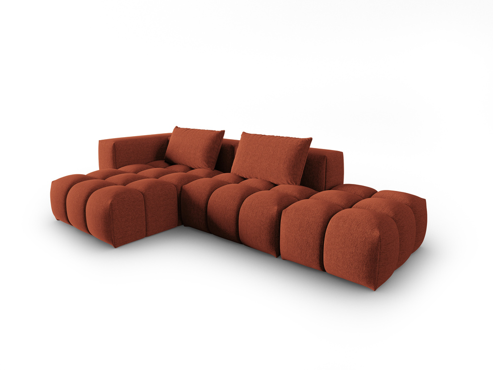 Cosmopolitan Design Ecksofa Verona 4-Sitzer offen Strukturierter Stoff Sorella Koralle Links