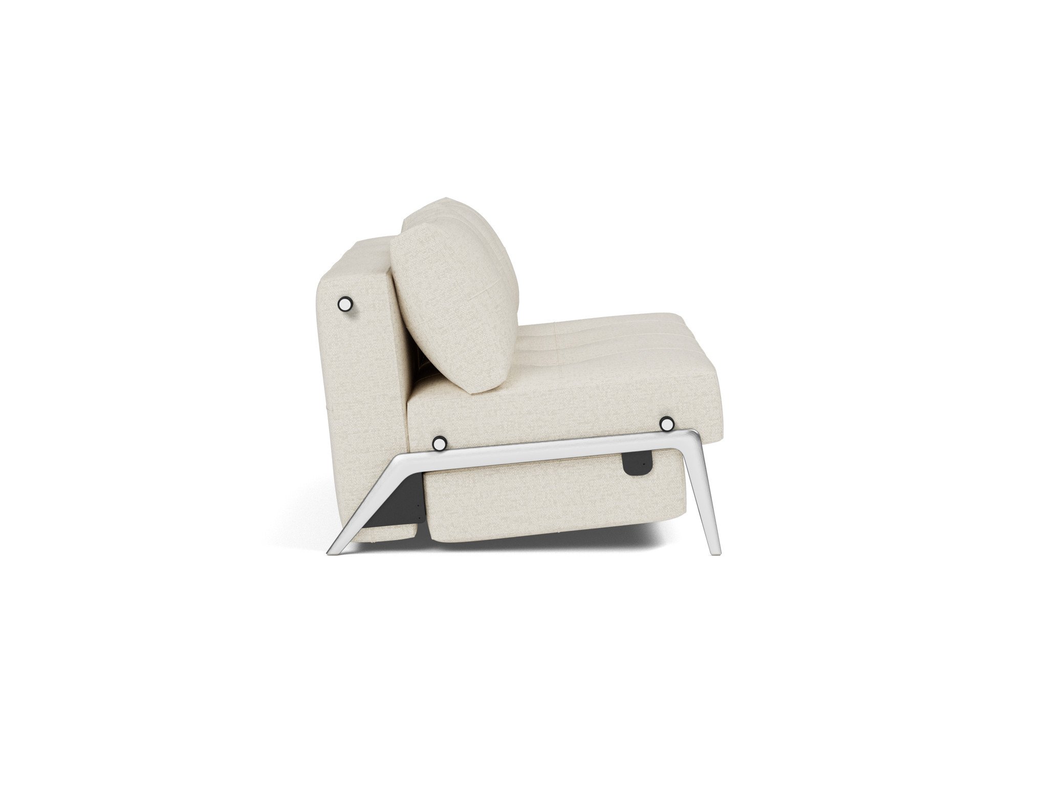 Schlafsofa Cubed 140 Boucle Skandi 531-Off-White Beine Aluminium