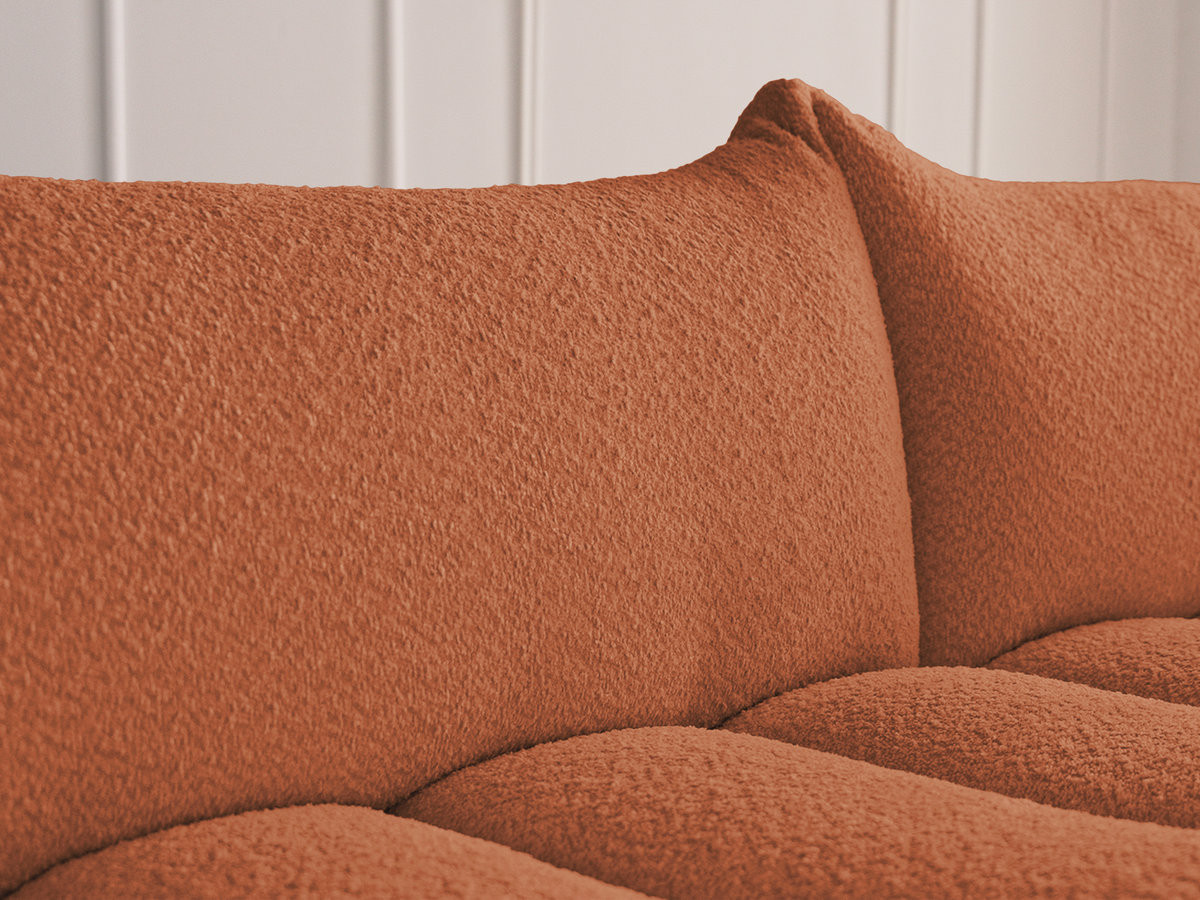 Bobochic Azra Ecksofa mit Pouf 325 × 112 cm Bouclé-Stoff Orange Ecke rechts