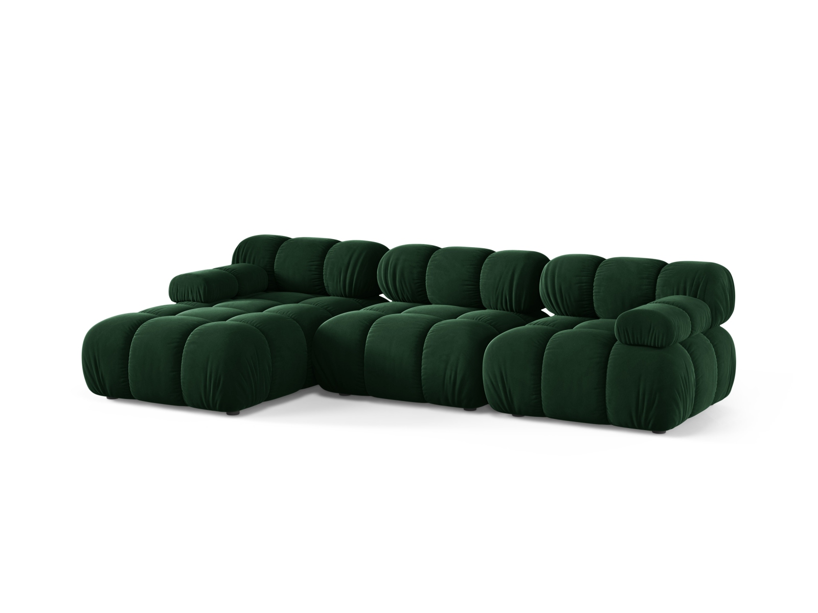 Micadoni Modulares Ecksofa Bellis 4-Sitzer Links Samt Bluvel Flaschengrün