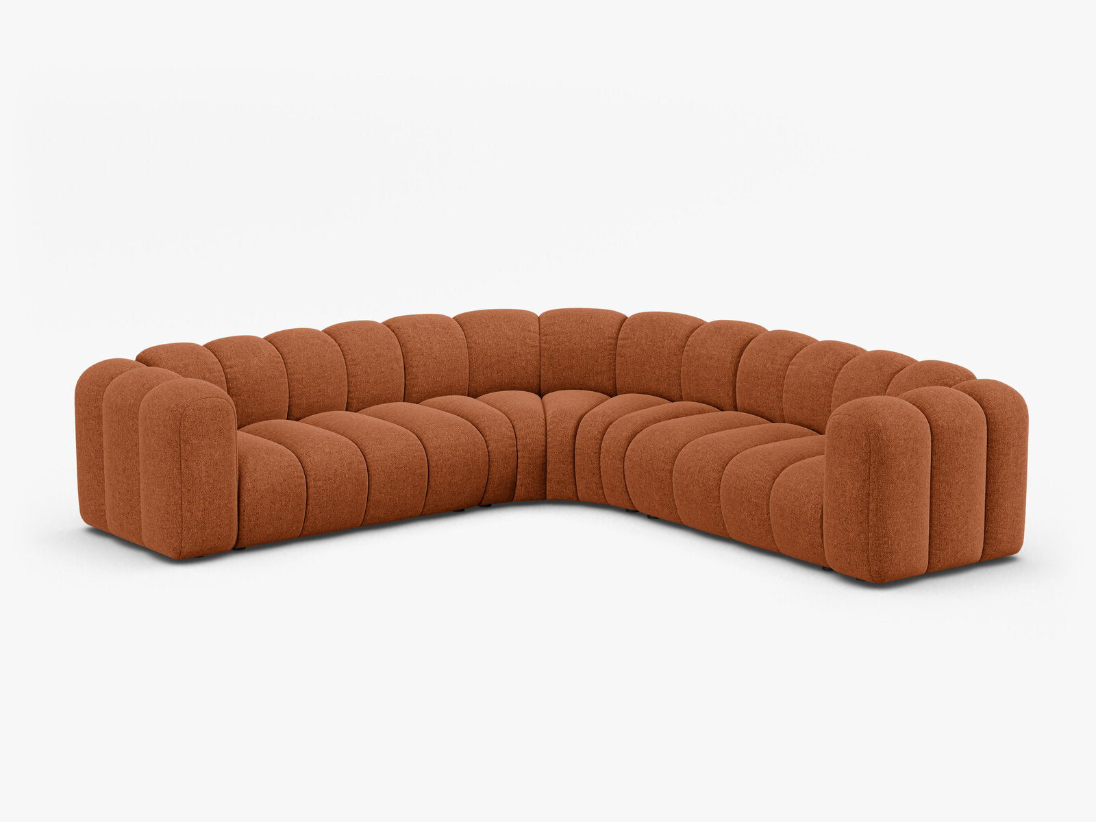 Micadoni symmetrisches Ecksofa Lupine 5-Sitzer mittelgroß Chenille Eden Ziegel