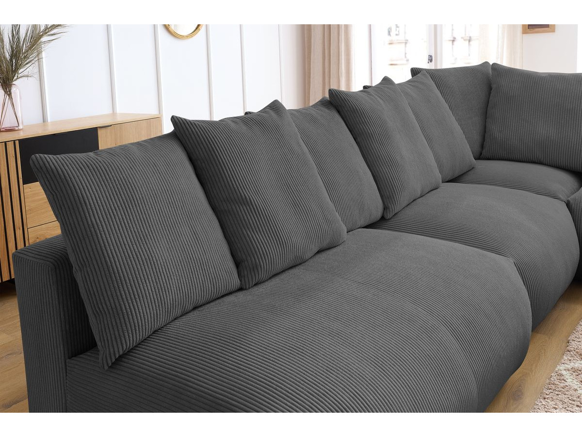 Bobochic Voltaire Ecksofa 322 × 268 cm Cordsamt Dunkelgrau Ecke rechts
