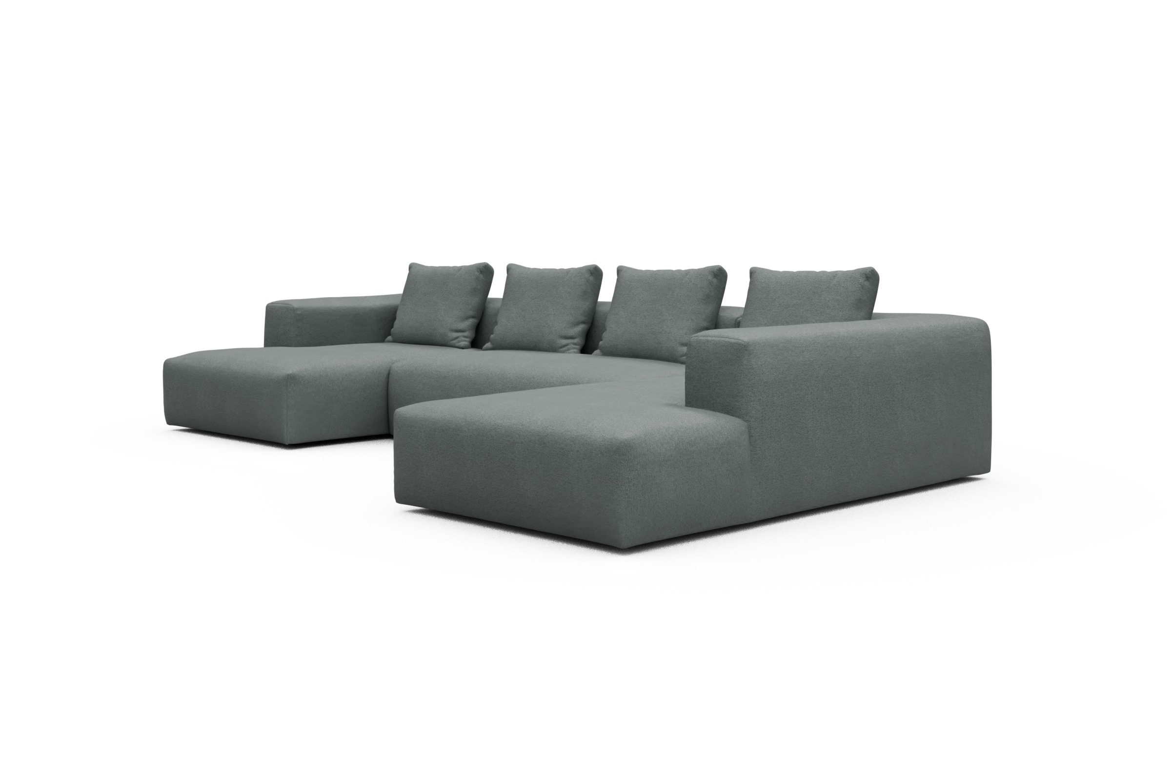 Wohnlandschaft Fred Relax-Ecke rechts mit 2-Sitzer und Chaiselongue links Denari-Soft-Grey