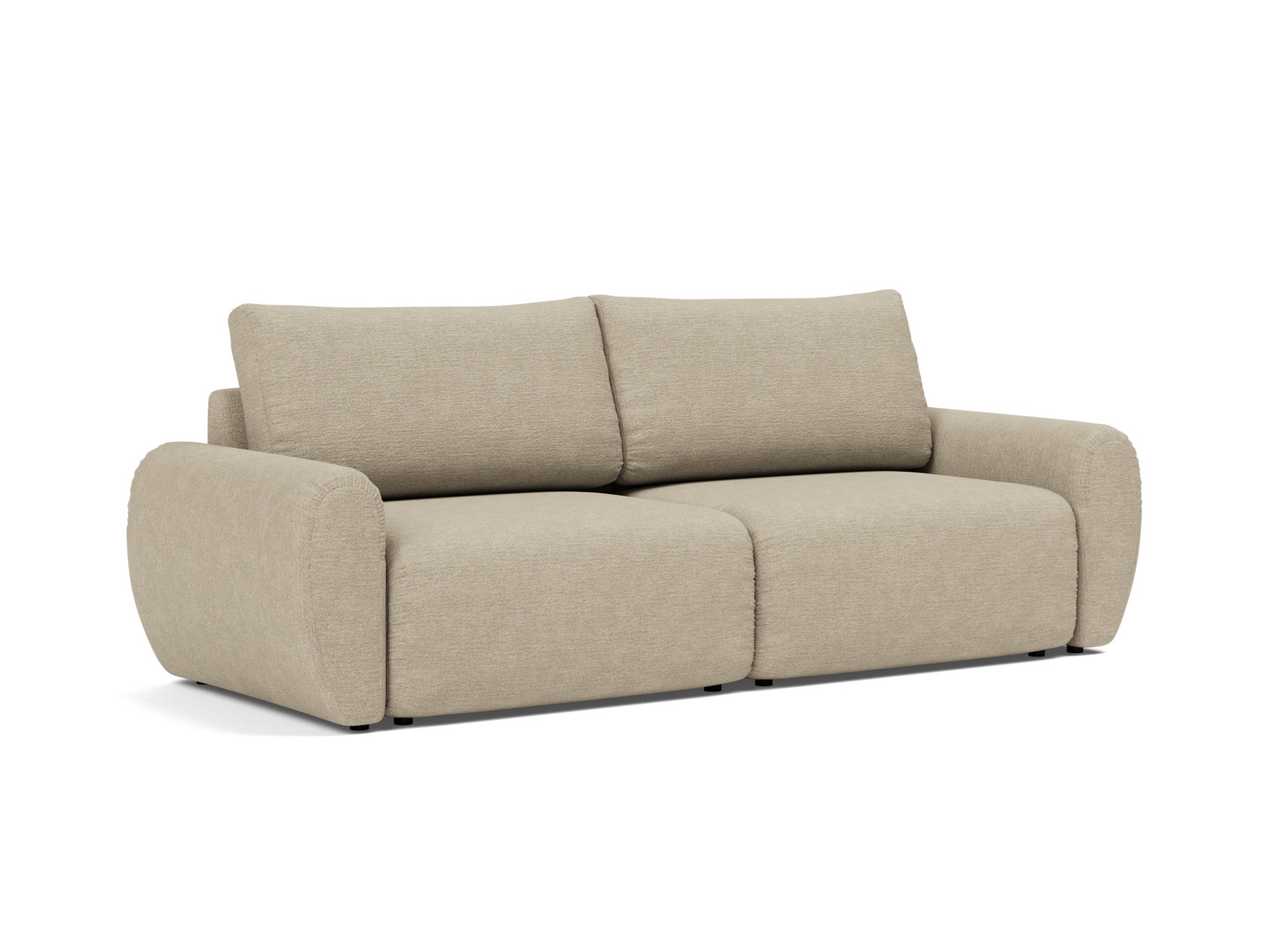 Schlafsofa Norum mit Curve-Armlehnen Strukturierter Stoff Taura 356-Sand