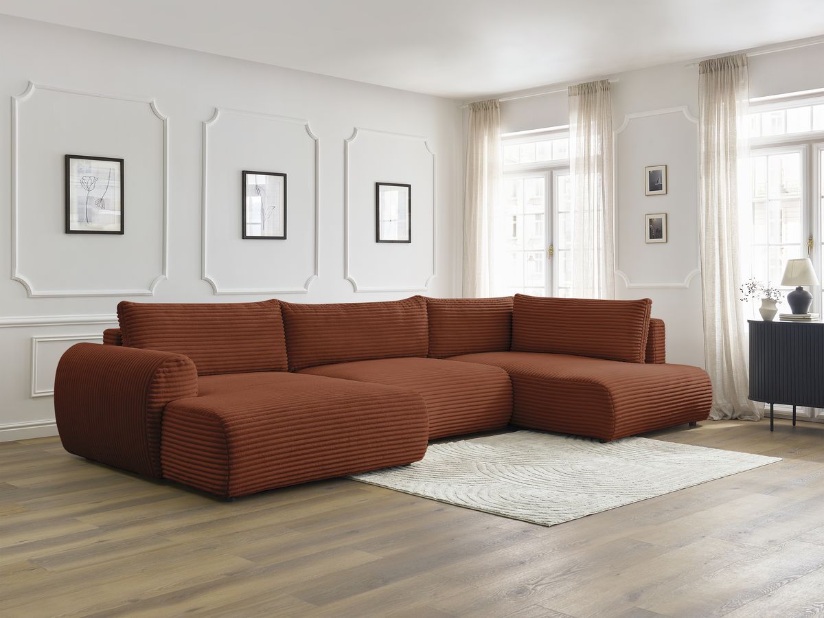 Bobochic Lucien Wohnlandschaft Breitcord weich Orange Ecke links