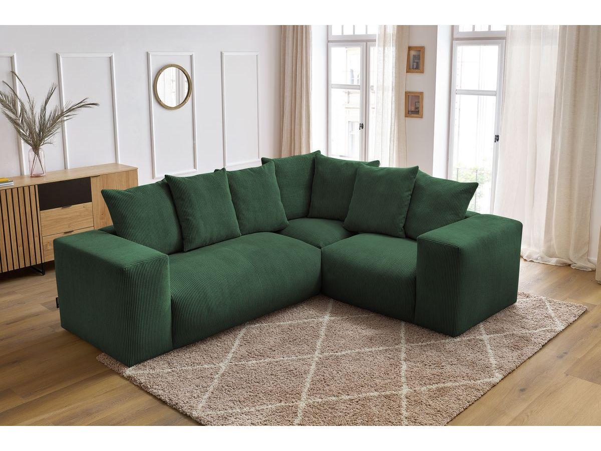Bobochic Voltaire Ecksofa 268 × 214 cm Cordsamt Grün Ecke rechts