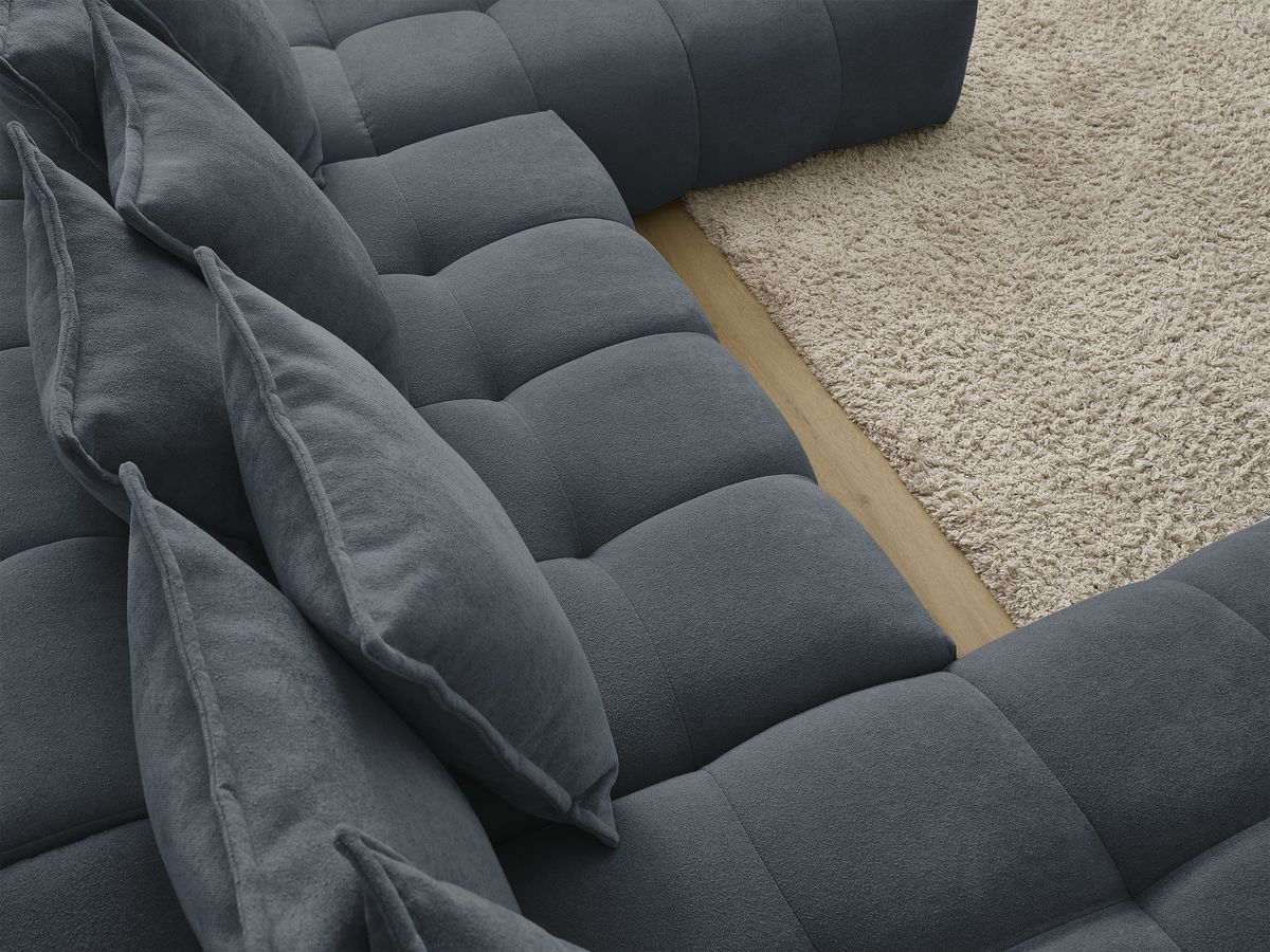 Bobochic Everest Wohnlandschaft, 14 Kissen Strukturstoff Dunkelblau Ecke links