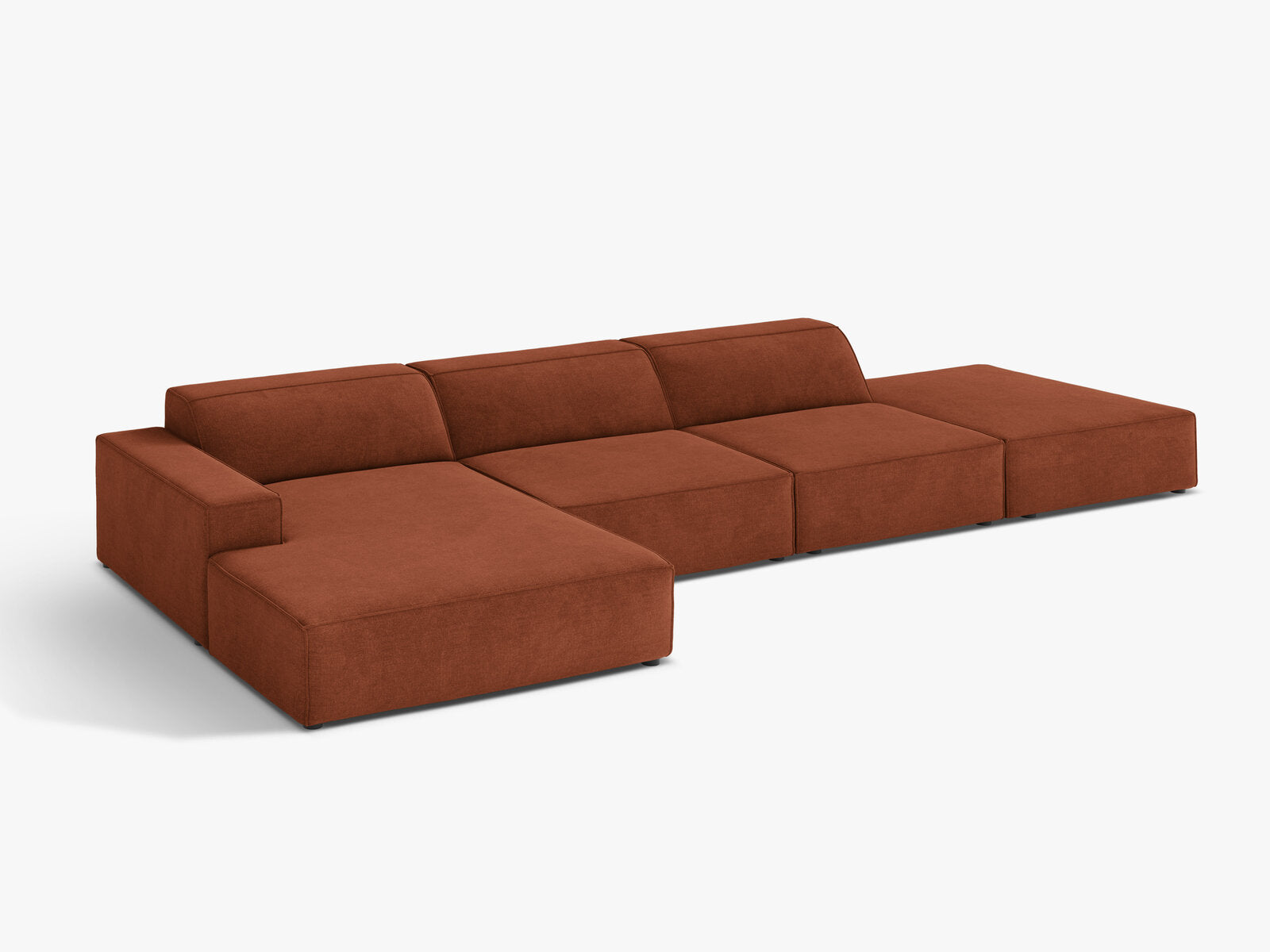 Micadoni Ecksofa Jodie 5-Sitzer Strukturierter Stoff Liberty Ziegel Links