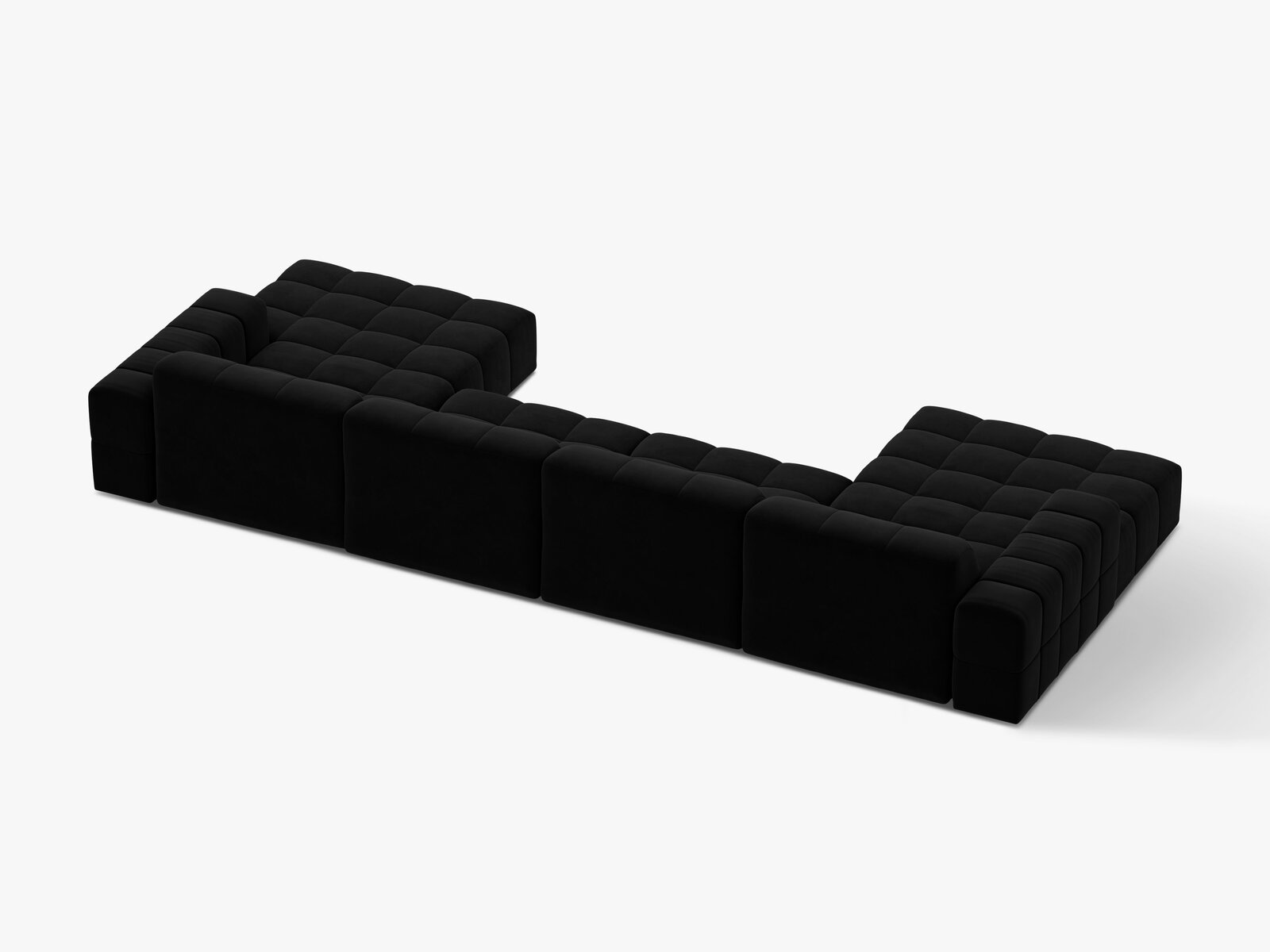 Micadoni Panorama Sofa Jennifer 6-Sitzer Samt Bluvel Schwarz