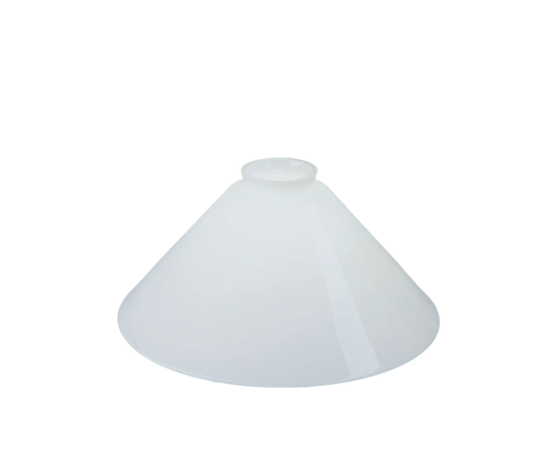 Berliner Messinglampen Glasschirm Nr. 25 Kegelform, Opalglas weiß glänzend