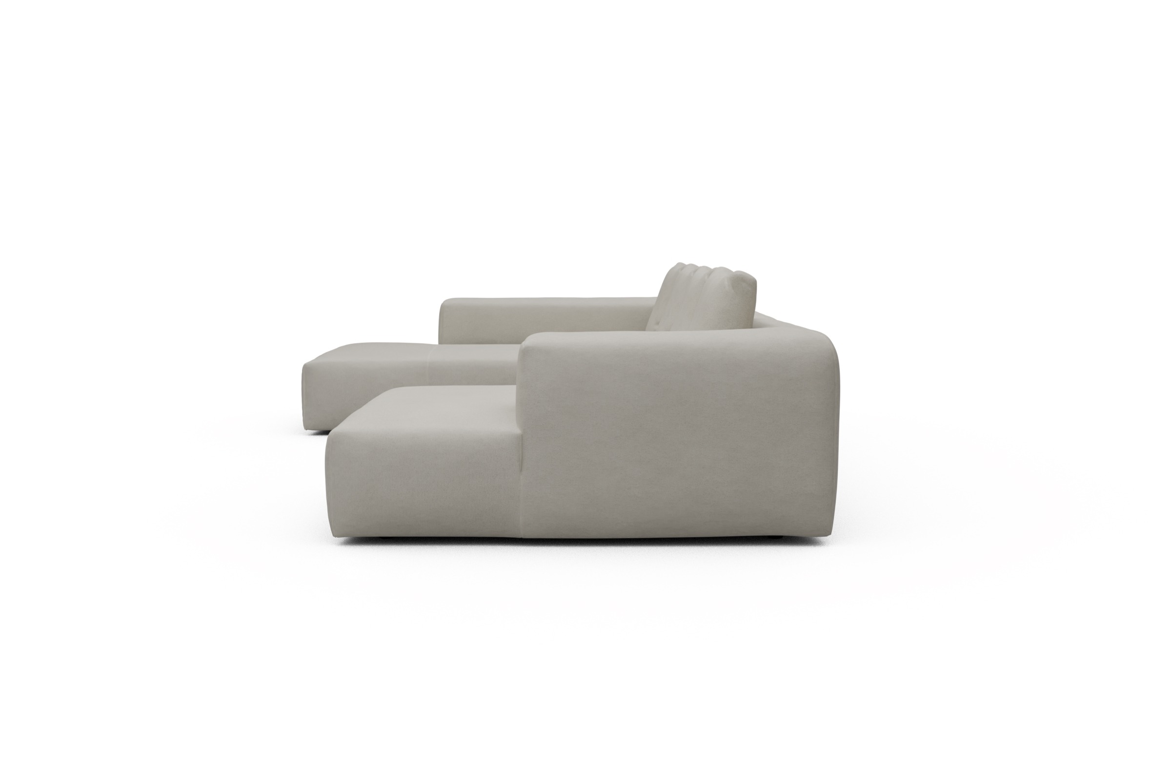Wohnlandschaft Fred Relax-Ecke links mit 2-Sitzer und Chaiselongue rechts Strukturierter Stoff Denari 487-Clean-Beige